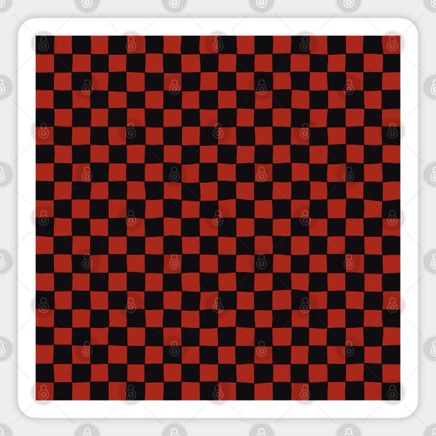 Wonky Checkerboard, Black and Red Magnet by Niemand